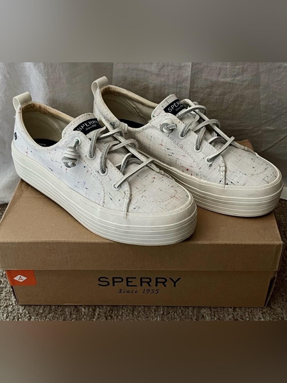 Sperry - Women’s Linen Confetti Crest Vibe Platform Sneakers (6.5 M)
